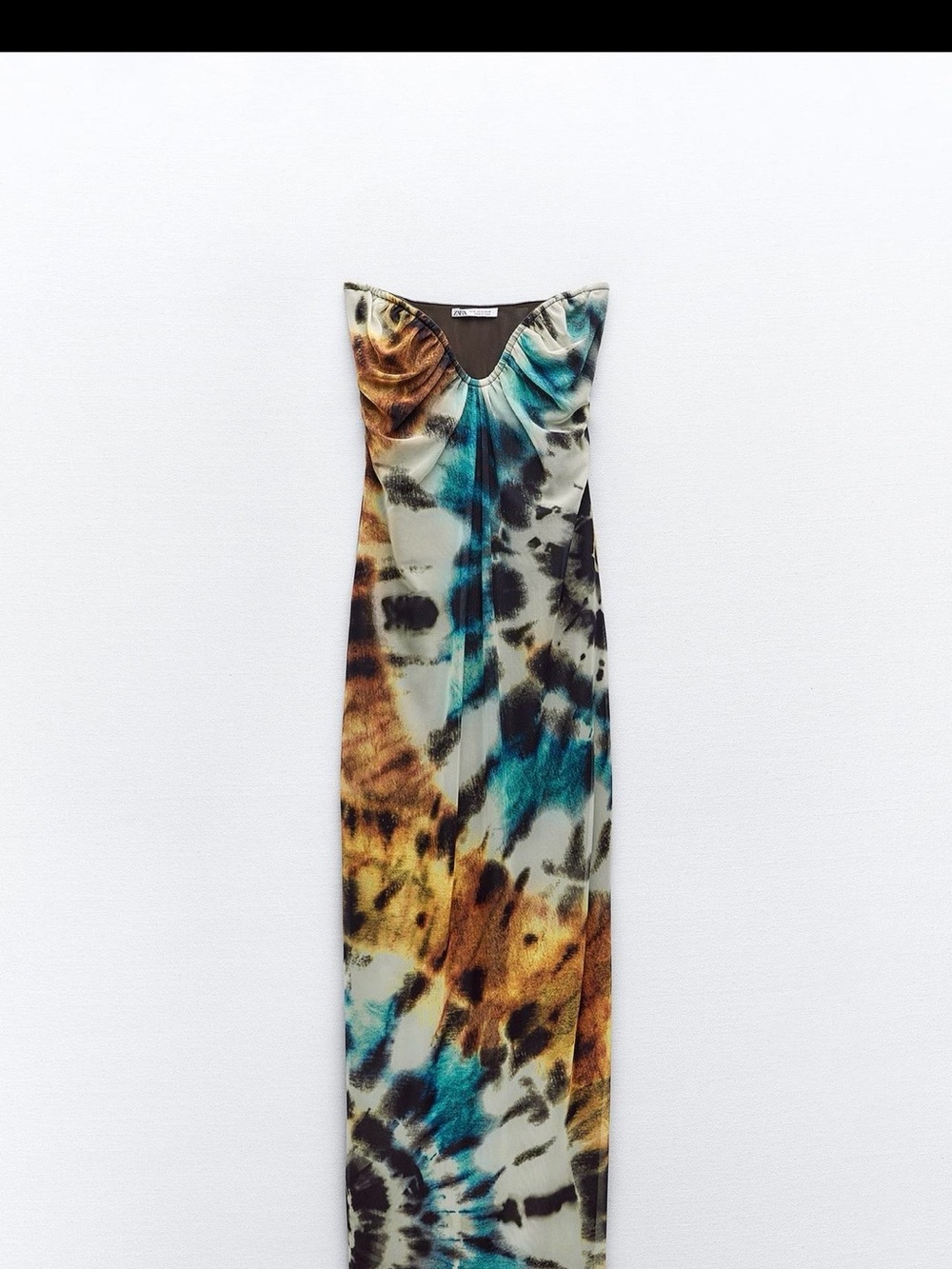 Zara Teal, Amber and Black Tie-Dye Maxi Dress